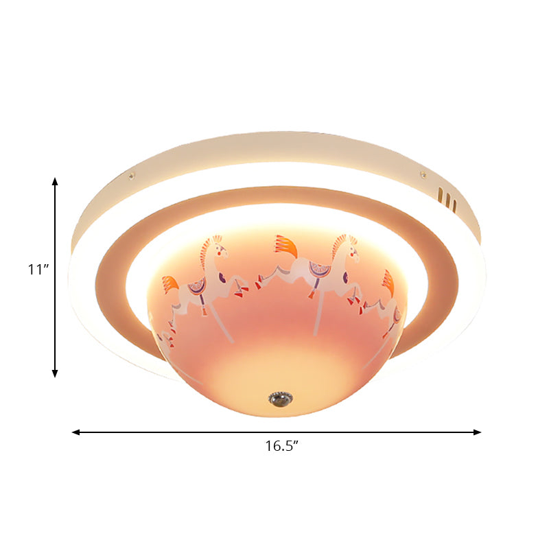 Art Deco Acrylic Bowl Flush Ceiling Light Fixture for Dining Room