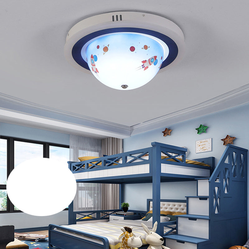 Art Deco Acrylic Bowl Flush Ceiling Light Fixture for Dining Room