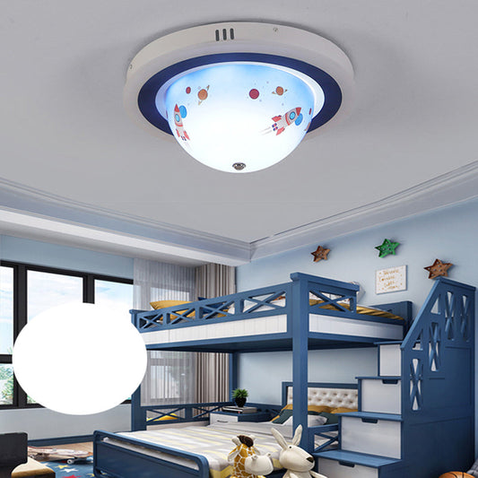 Art Deco Acrylic Bowl Flush Ceiling Light Fixture for Dining Room