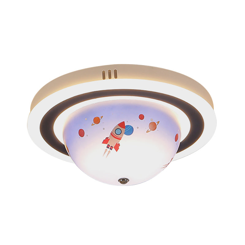 Art Deco Acrylic Bowl Flush Ceiling Light Fixture for Dining Room