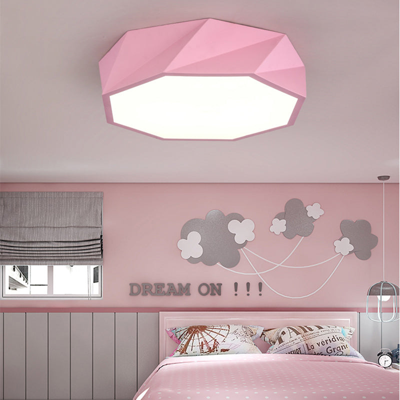 Modern LED Octagon Game Room Ceiling Light - Acrylic Flat Ceiling Mount