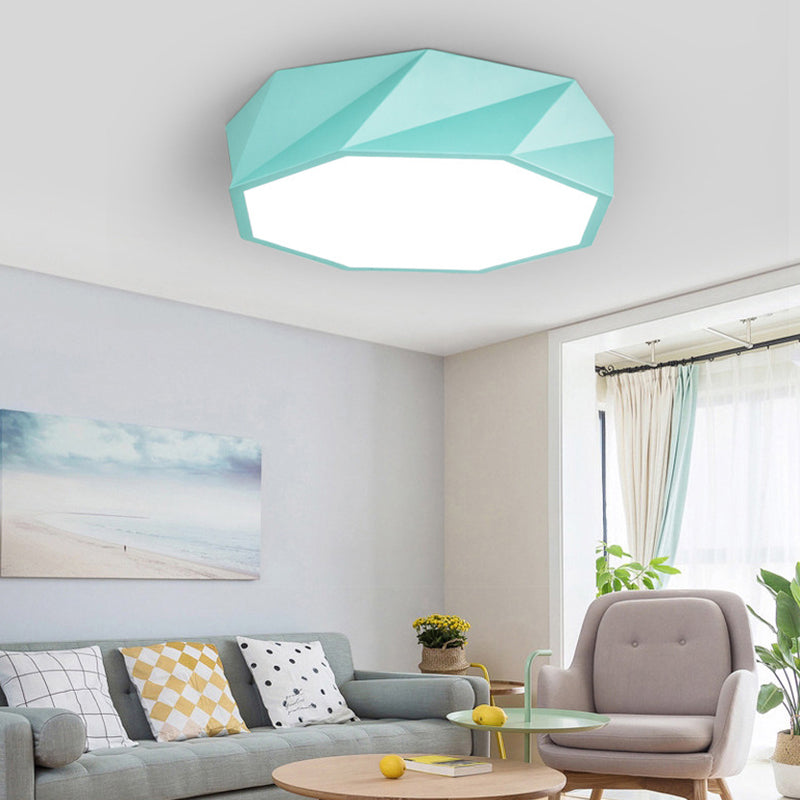 Modern LED Octagon Game Room Ceiling Light - Acrylic Flat Ceiling Mount
