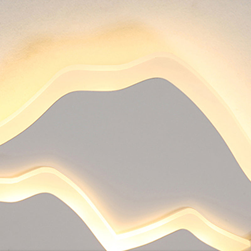 Modern LED Flushmount Ceiling Light in White - Acrylic Mountain Design for Living Room or Hallway