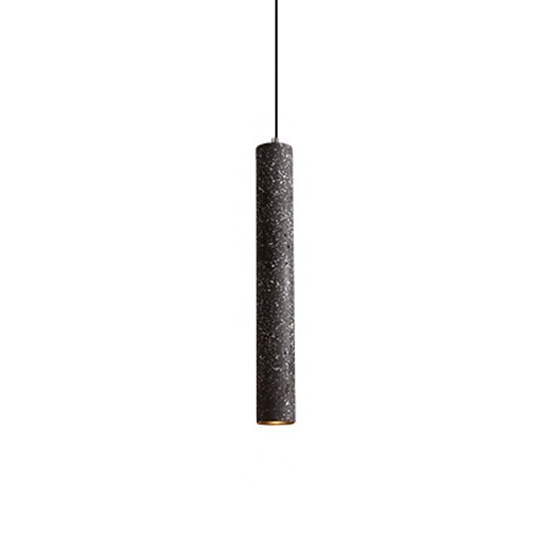 Loft-Style Terrazzo LED Pendant Lamp in Fluted Design, White/Yellow/Blue Ceiling Light for Dining Room