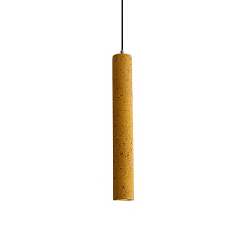 Loft-Style Terrazzo LED Pendant Lamp in Fluted Design, White/Yellow/Blue Ceiling Light for Dining Room