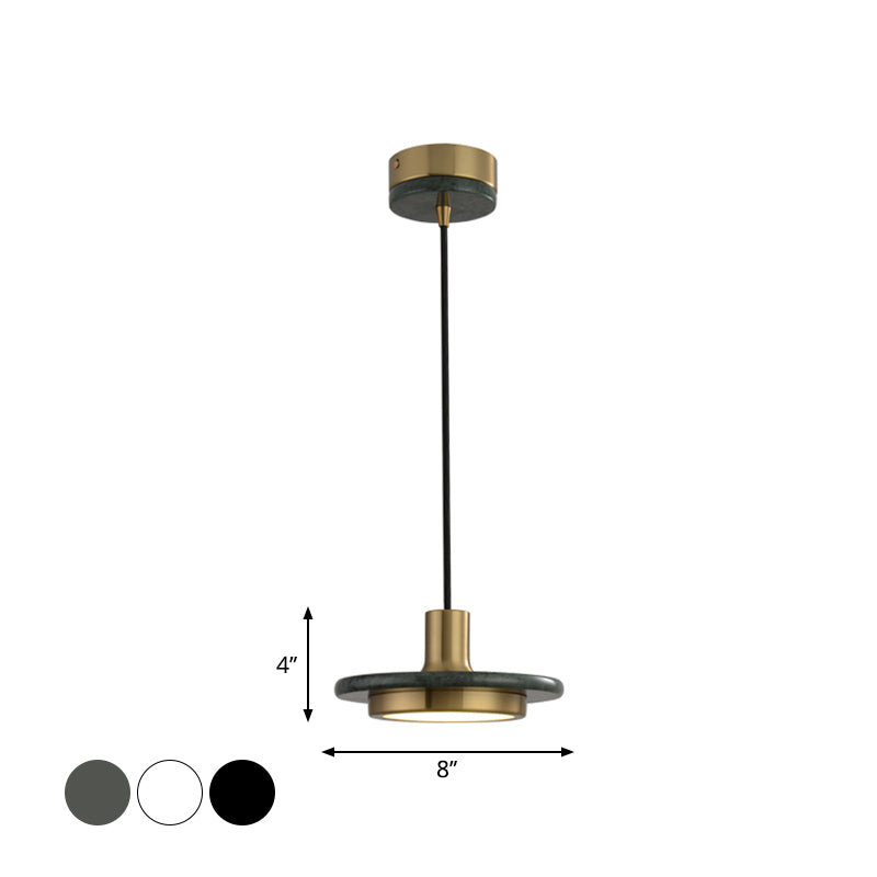 Suspension à couvercle en marbre vert et laiton vieilli à LED - Luminaire suspendu de plafond postmoderne