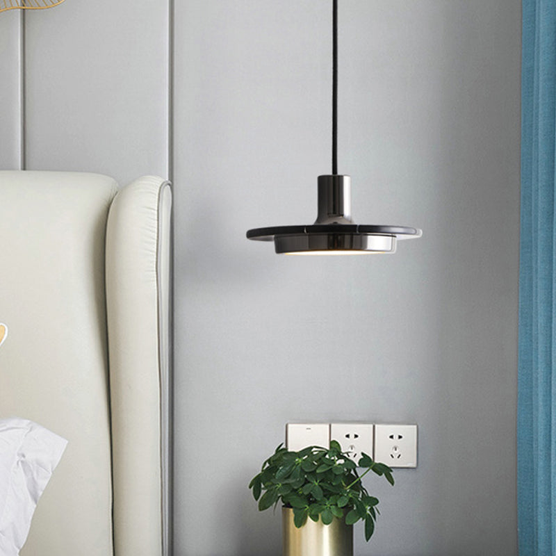 Suspension à couvercle en marbre vert et laiton vieilli à LED - Luminaire suspendu de plafond postmoderne