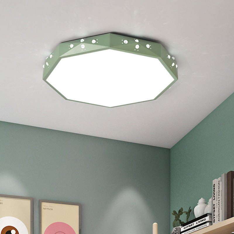 Stylish Macaron Octagon LED Ceiling Lamp for Children's Bedroom