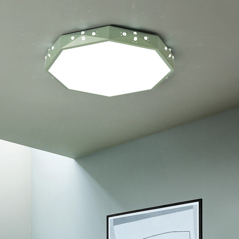 Stylish Macaron Octagon LED Ceiling Lamp for Children's Bedroom