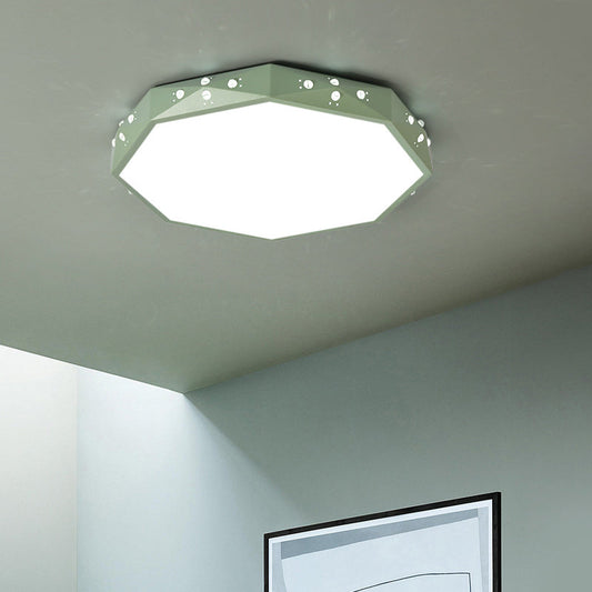 Stylish Macaron Octagon Led Ceiling Lamp For Childrens Bedroom