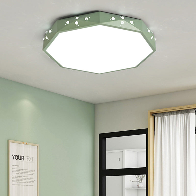 Stylish Macaron Octagon Led Ceiling Lamp For Childrens Bedroom