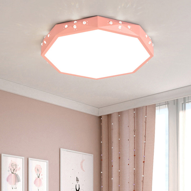 Stylish Macaron Octagon LED Ceiling Lamp for Children's Bedroom