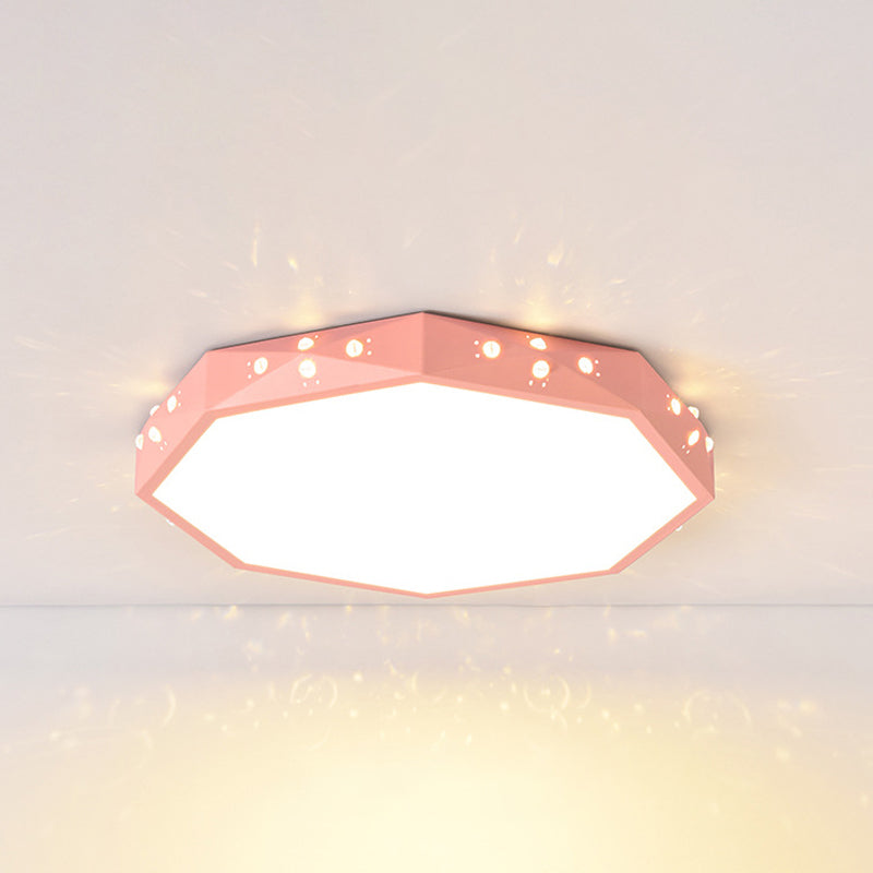 Stylish Macaron Octagon LED Ceiling Lamp for Children's Bedroom