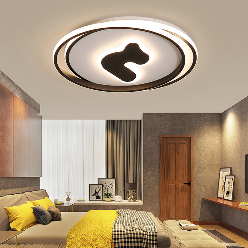 Stylish Black Flush Ceiling Light Acrylic LED Lamp for Child Bedroom and Hallway