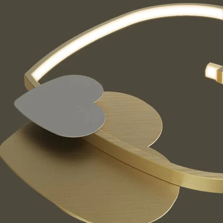 Modern Copper Heart-Shaped LED Ceiling Lamp for Bedroom or Living Room