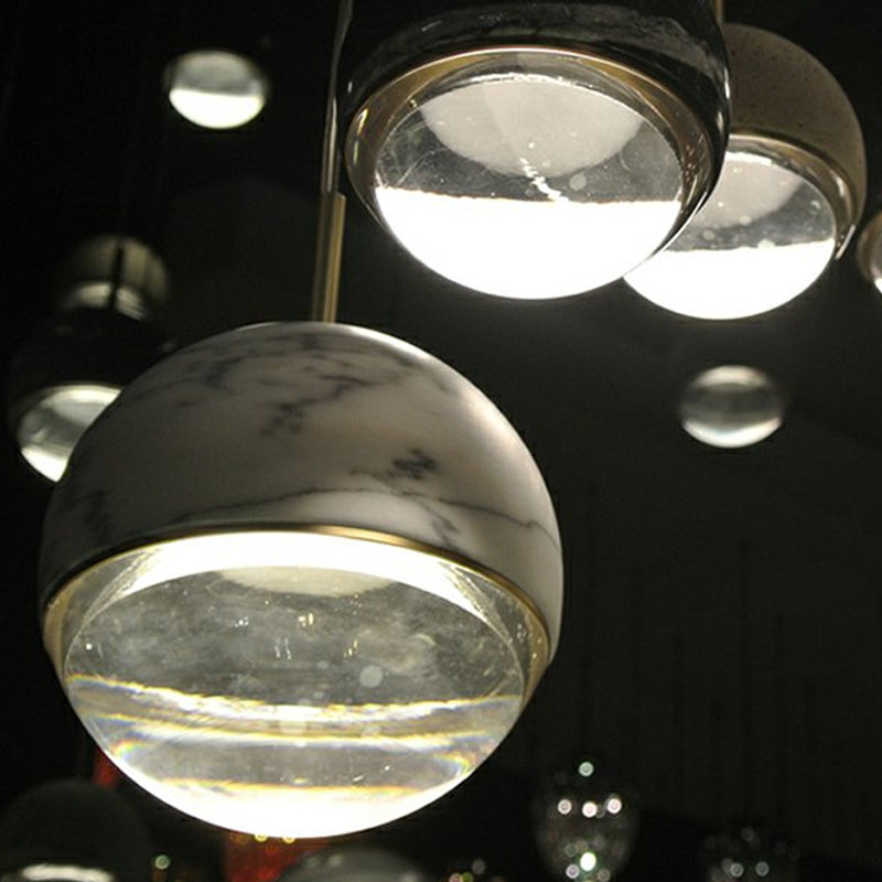 LED Marble Pendant Light Kit in Designer Black/White/Green for Living Room
