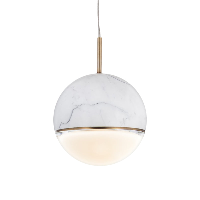 Nordic Marble Hanging Light - Spherical Dining Room Pendant With 1 Bulb And 4/6 Width Available In