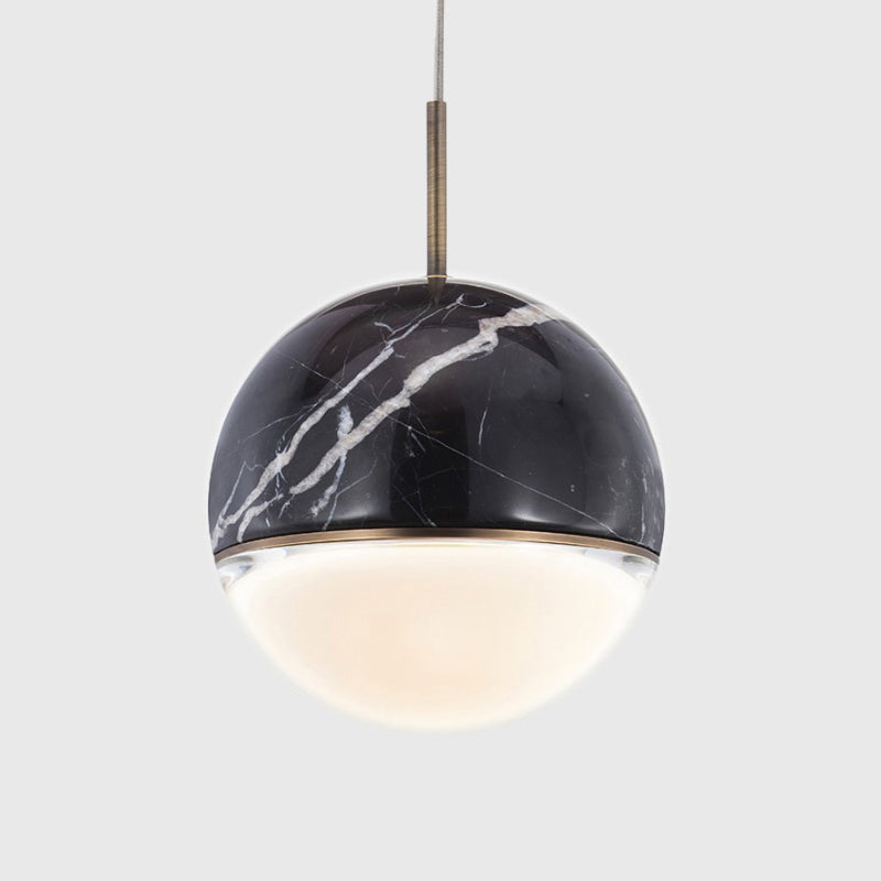 Nordic Marble Hanging Light - Spherical Dining Room Pendant With 1 Bulb And 4/6 Width Available In
