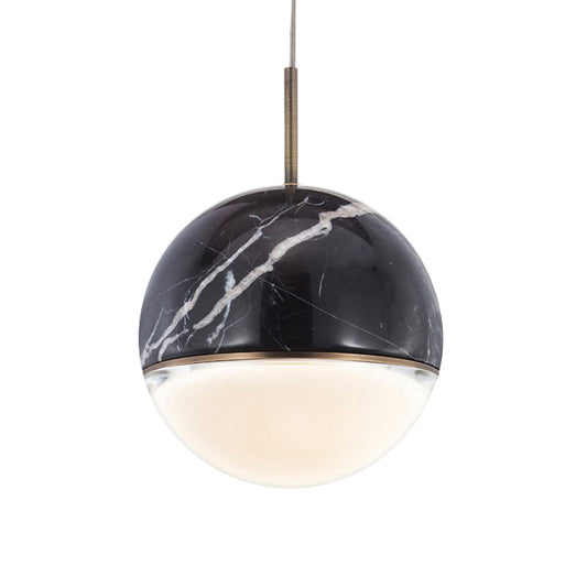 Nordic Marble Hanging Light - Spherical Dining Room Pendant With 1 Bulb And 4/6 Width Available In