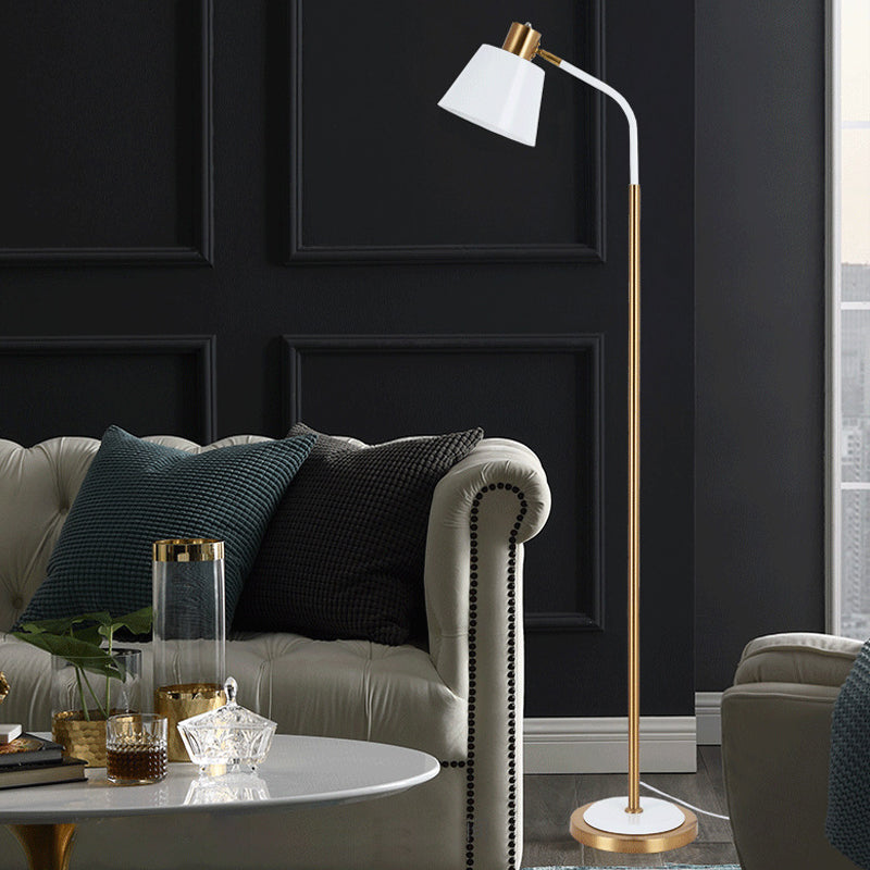 Conic Rotatable Reading Floor Light - Nordic Metal Lamp In Black/White Brass Finish
