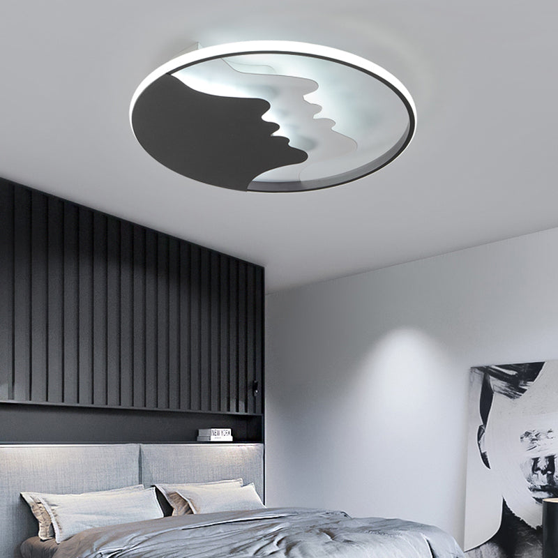 Black Acrylic LED Flush Mount Ceiling Light – Bedroom Mountain Peak Design