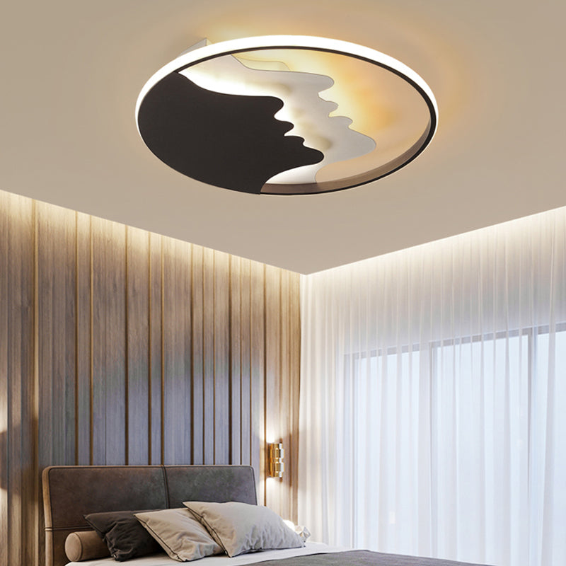Black Acrylic LED Flush Mount Ceiling Light – Bedroom Mountain Peak Design