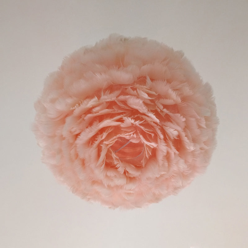 Modernist 1-Light Feather Rose Pendant Light - Grey/Apricot/Pink - Ceiling Hang Lamp - 18"/21.5" Width - Perfect for Tables