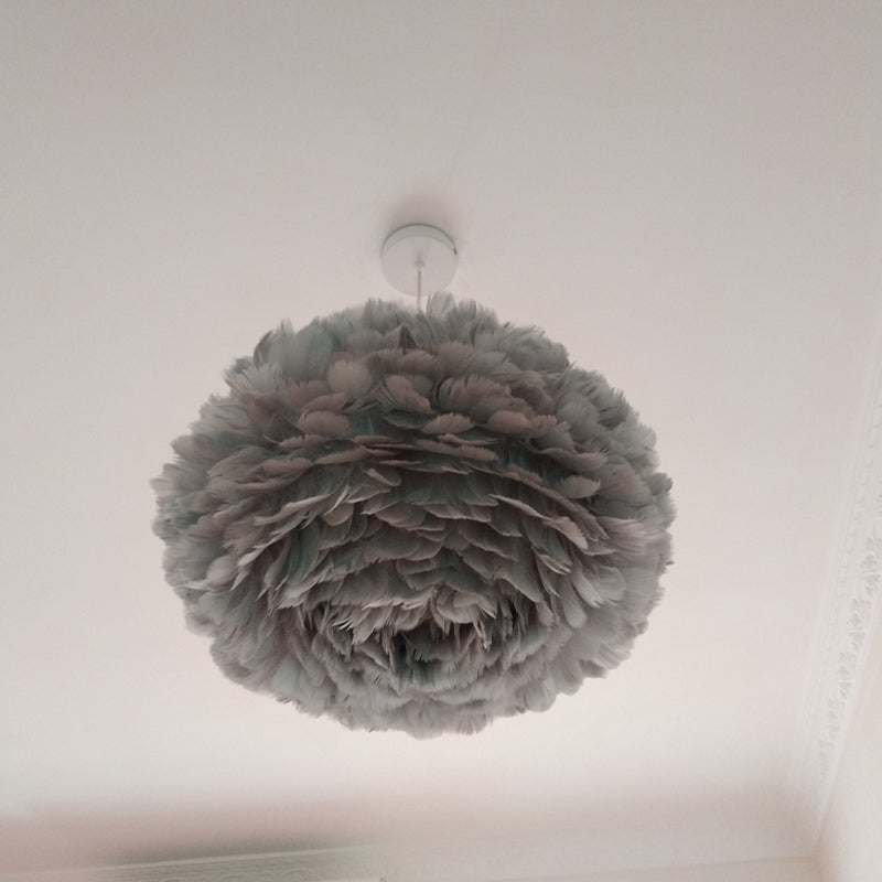 Modernist Feather Rose Blossom Pendant Light - 1-Light Grey/Apricot/Pink Ceiling Hang Lamp 18/21.5