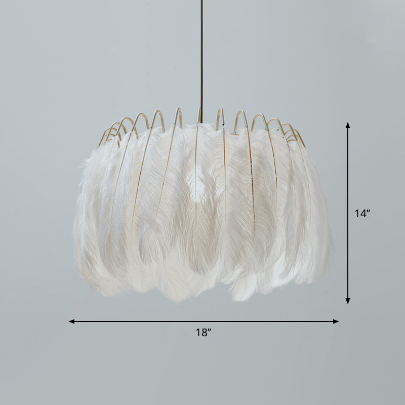 Nordic Pendant Light Kit - Single Bedroom Suspension Lighting in White with Tree, Crown, and Floral Design