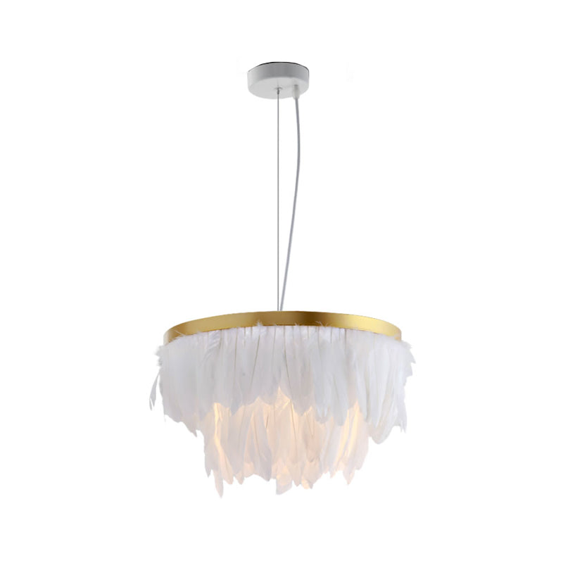 Nordic Pendant Light Kit - Single Bedroom Suspension Lighting in White with Tree, Crown, and Floral Design