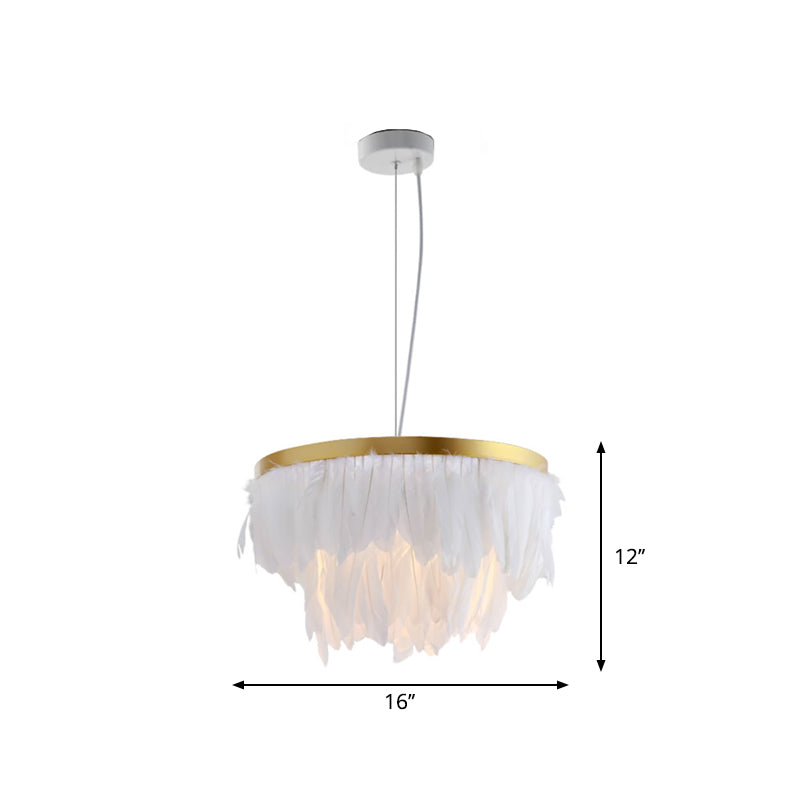 Nordic Pendant Light Kit - Single Bedroom Suspension Lighting in White with Tree, Crown, and Floral Design