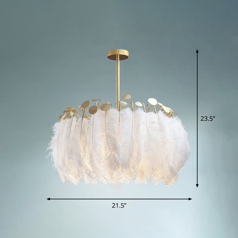 Nordic Pendant Light Kit - Single Bedroom Suspension Lighting in White with Tree, Crown, and Floral Design