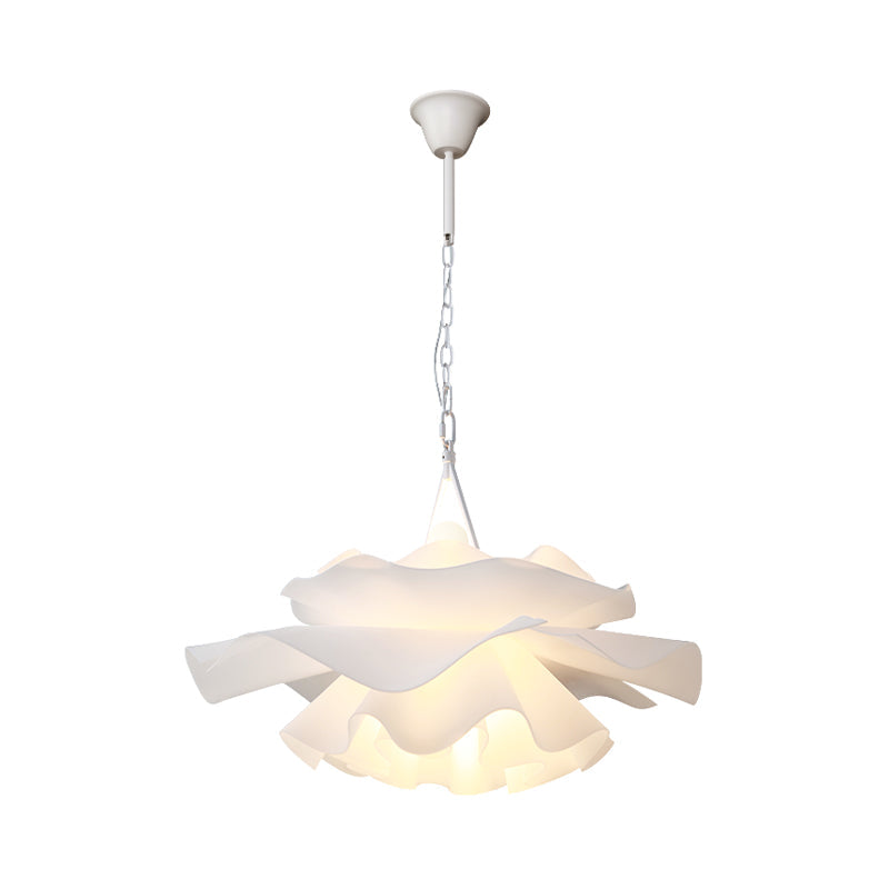 Nordic Pendant Light Kit - Single Bedroom Suspension Lighting in White with Tree, Crown, and Floral Design