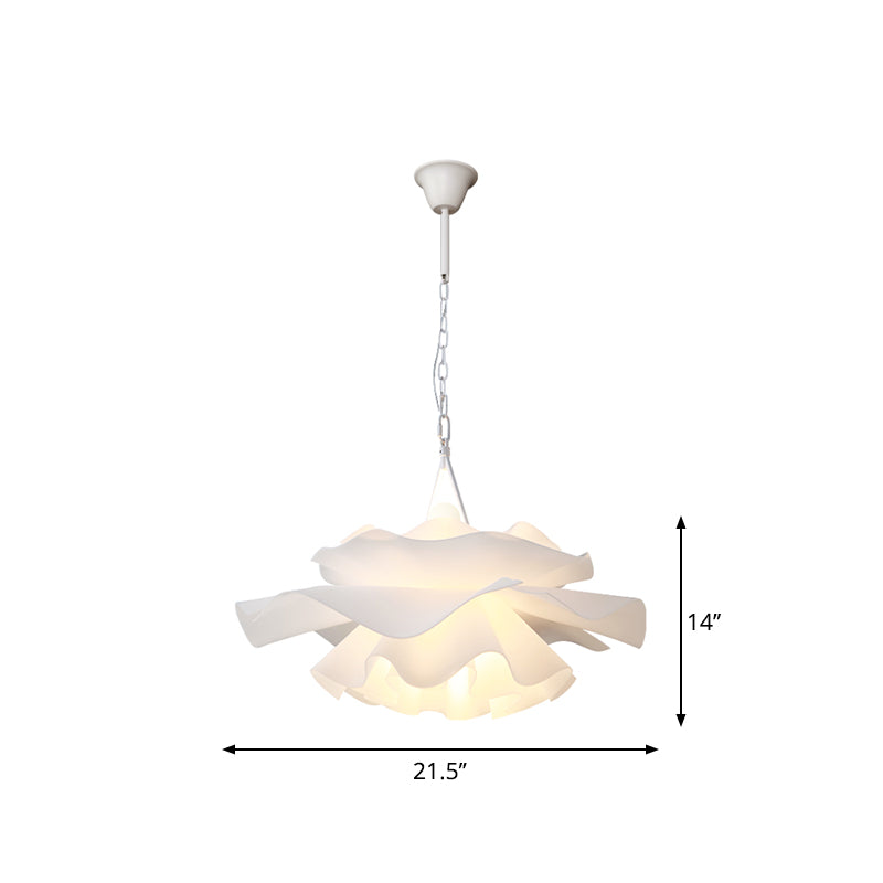 Nordic Pendant Light Kit - Single Bedroom Suspension Lighting in White with Tree, Crown, and Floral Design