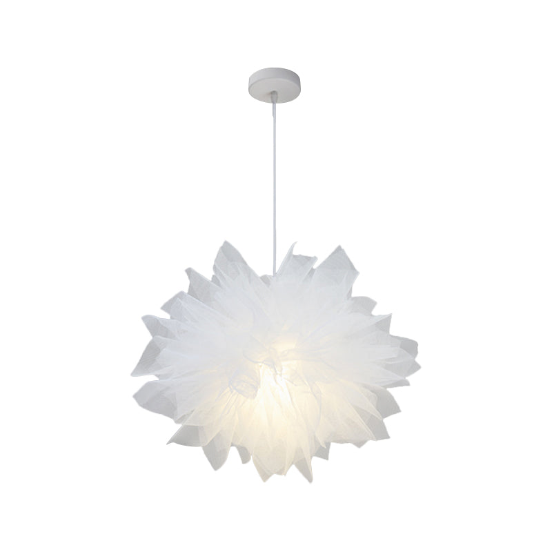 Nordic Pendant Light Kit - Single Bedroom Suspension Lighting in White with Tree, Crown, and Floral Design