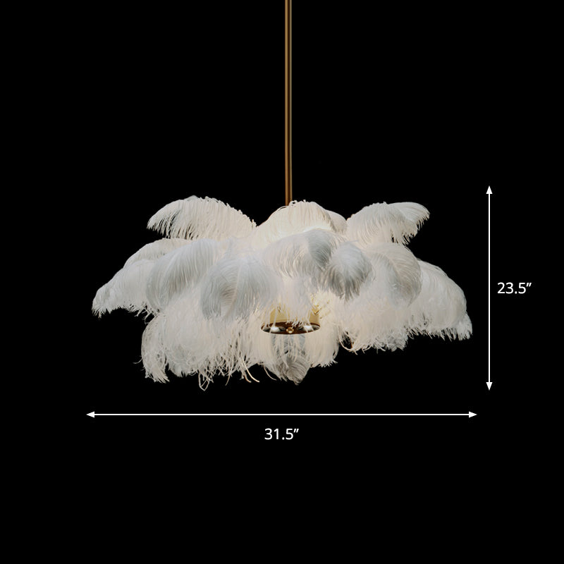 Nordic Pendant Light Kit - Single Bedroom Suspension Lighting in White with Tree, Crown, and Floral Design