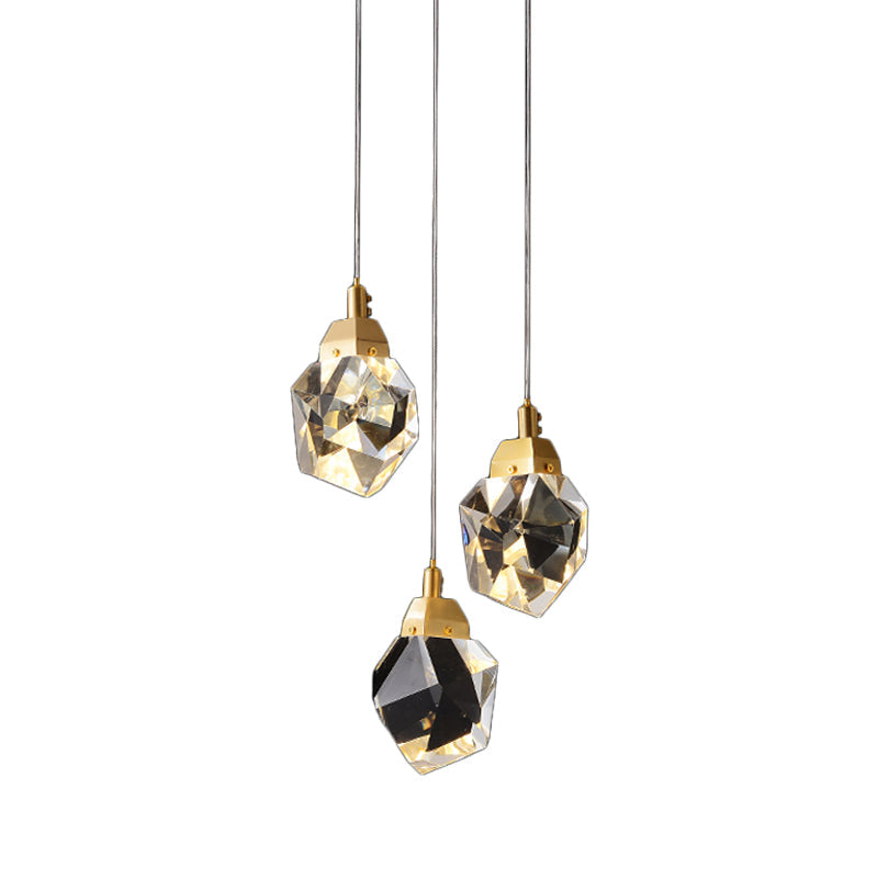 Modern Crystal Raindrop Pendant Light in Brass for Dining Room - Available in 3, 5, or 24-Light Options