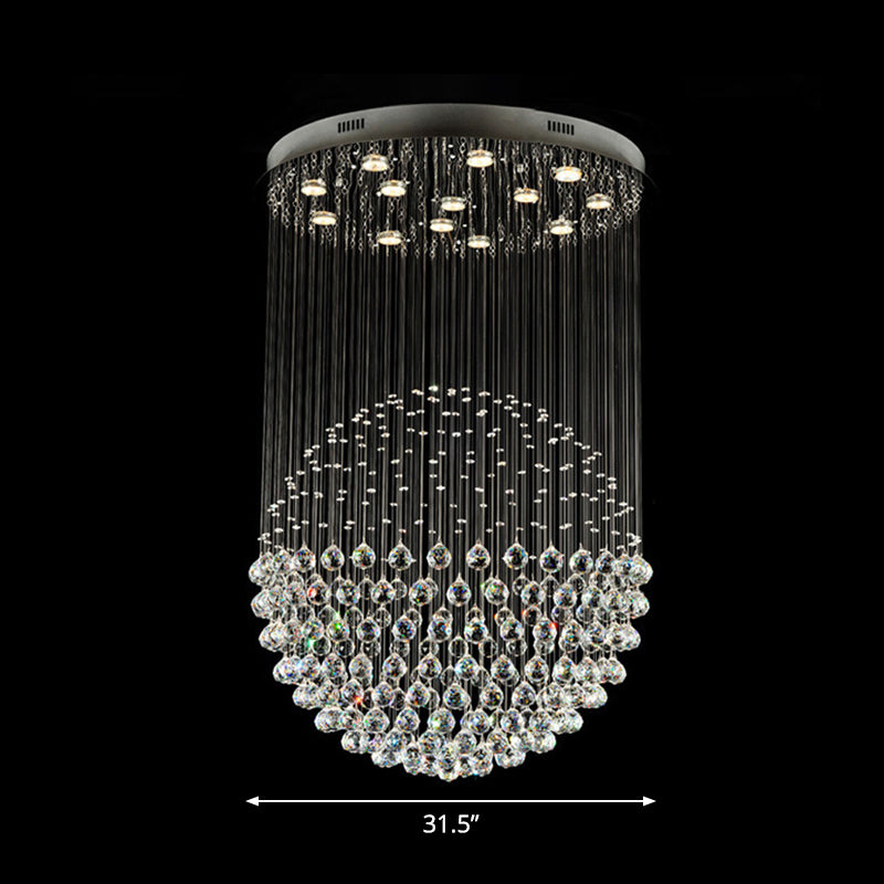Contemporary Crystal Flushmount Light Fixture - Ideal For Restaurants Stainless Steel Finish 3/5/14