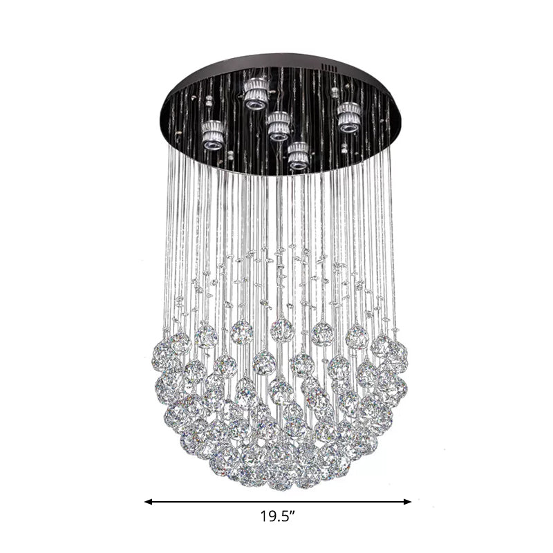Contemporary Crystal Flushmount Light Fixture - Ideal For Restaurants Stainless Steel Finish 3/5/14