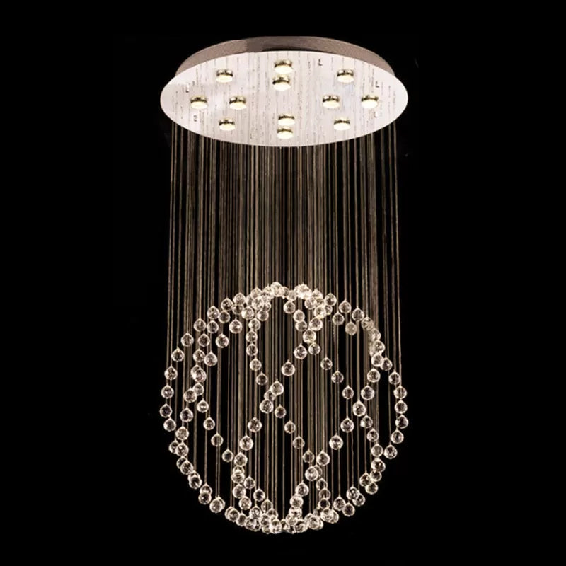Modern Crystal Orb Flush Mount with 12-Head Design - Stainless Steel Ceiling Lamp
