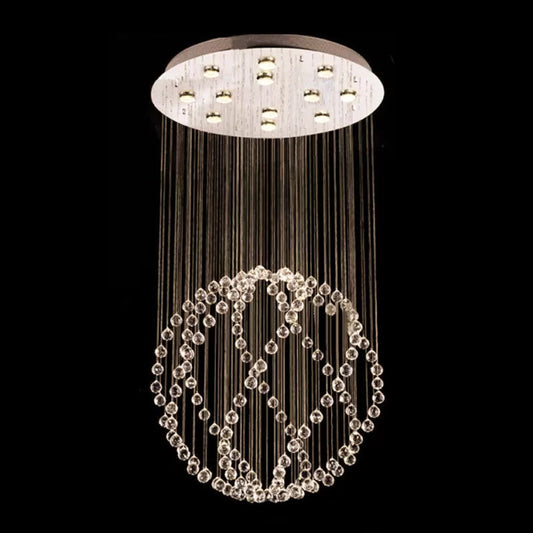 Modern Crystal Orb Flush Mount with 12-Head Design - Stainless Steel Ceiling Lamp
