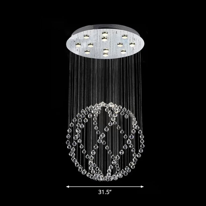 Modern Crystal Orb Flush Mount With 12-Head Design - Stainless Steel Ceiling Lamp