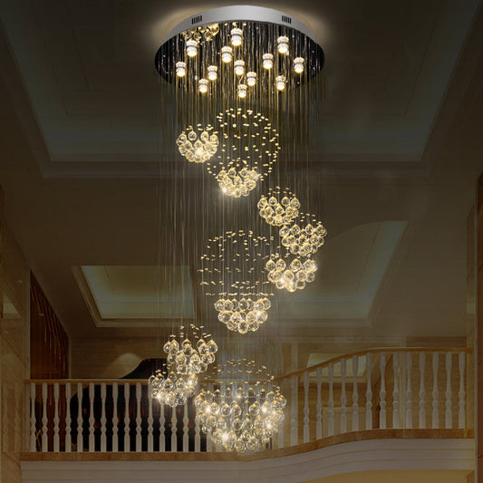 Sleek Crystal Sphere Ceiling Light: Modern 13-Bulb Stainless Steel Flush Mount Fixture