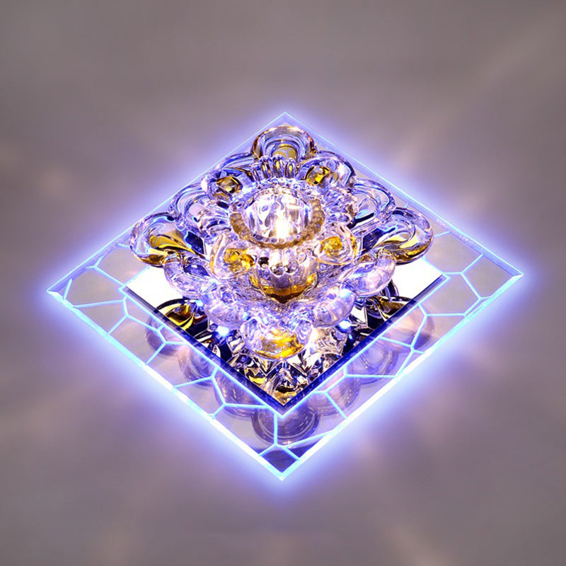 Floral Flush Mount LED Ceiling Light with Crystal Shade - Elegant and Simple