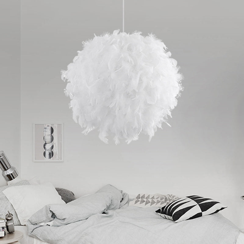 Plafonnier suspendu moderne à 1 tête en forme de sphère (largeur 12"/14"/16") - Blanc/Rose/Rose rouge