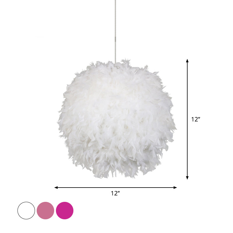 Plafonnier suspendu moderne à 1 tête en forme de sphère (largeur 12"/14"/16") - Blanc/Rose/Rose rouge
