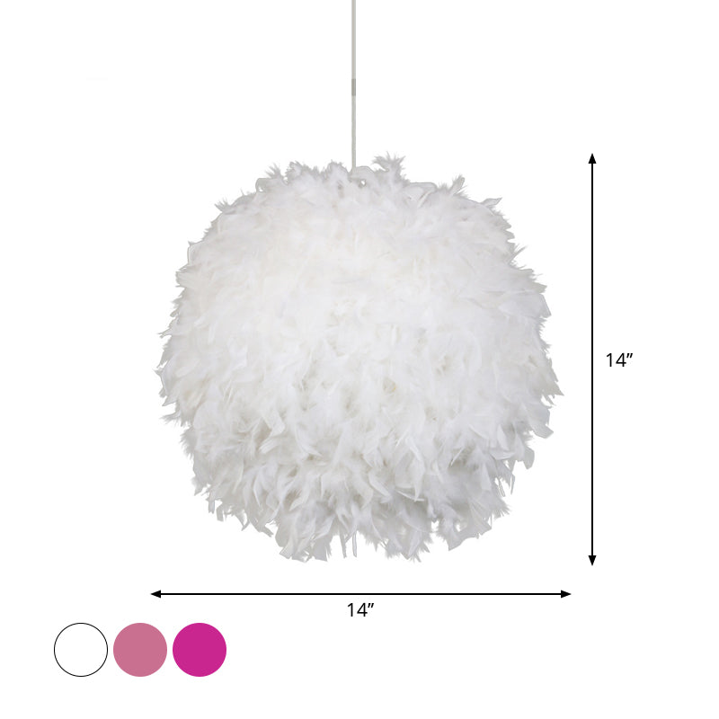Plafonnier suspendu moderne à 1 tête en forme de sphère (largeur 12"/14"/16") - Blanc/Rose/Rose rouge