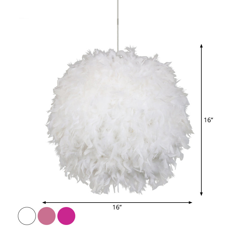 Plafonnier suspendu moderne à 1 tête en forme de sphère (largeur 12"/14"/16") - Blanc/Rose/Rose rouge