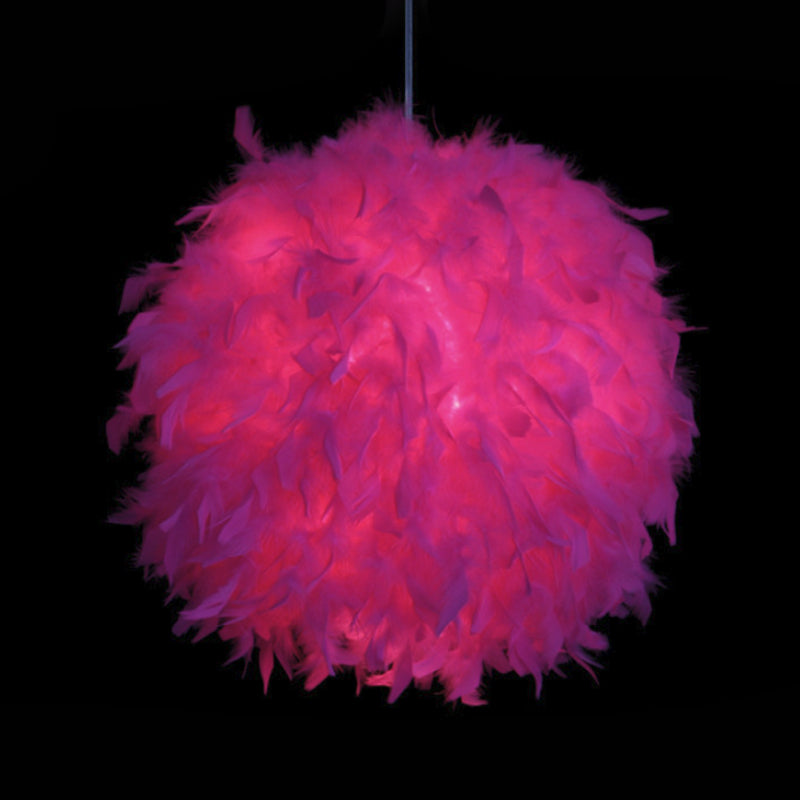 Plafonnier suspendu moderne à 1 tête en forme de sphère (largeur 12"/14"/16") - Blanc/Rose/Rose rouge