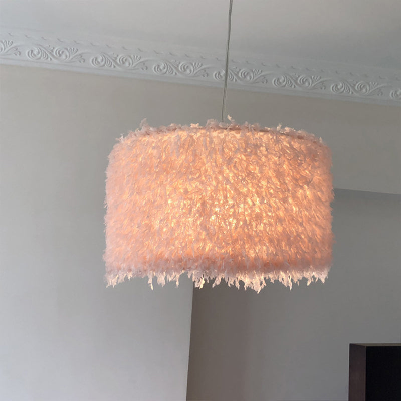 Pink & White Feather Pendant Lamp - Nordic Style / 12